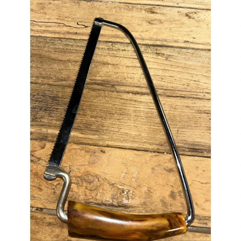 Vintage Kitchen Saw Bakelite Marbled Handle For Bone & Meat Stainless Blade